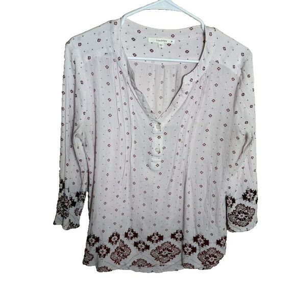 Fun2Fun Tops - Fun 2 Fun Blouse Women's Medium V-Neck Popover 3/4 Sleeve Sheer Boho Top Casual